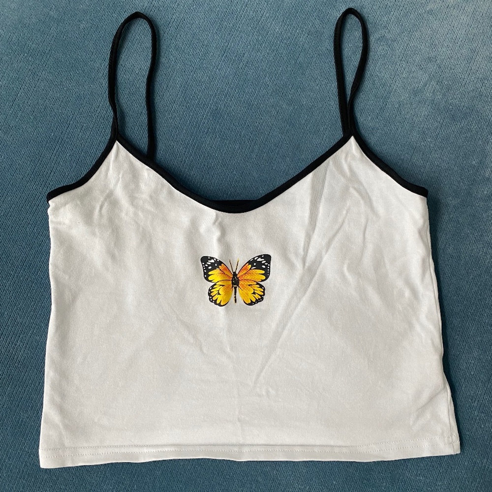 Shein cropped tank top butterfly baby tee Small